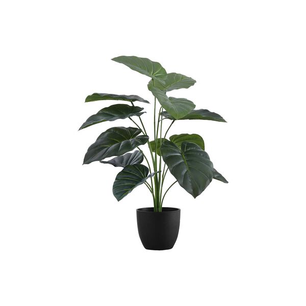 Black Green 24-Inch Alocasia Indoor Table Potted Real Touch Artificial Plant, image 1